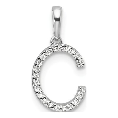 14K White Gold 1/15 ct tw Diamond Letter C Pendant