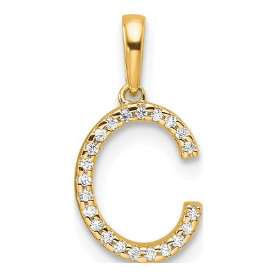 14K Yellow Gold 1/15 ct tw Diamond Letter C Pendant