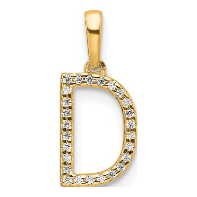 10K Yellow Gold 1/15 ct tw Diamond Letter D Pendant