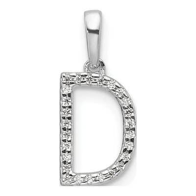 14K White Gold 1/15 ct tw Diamond Letter D Pendant