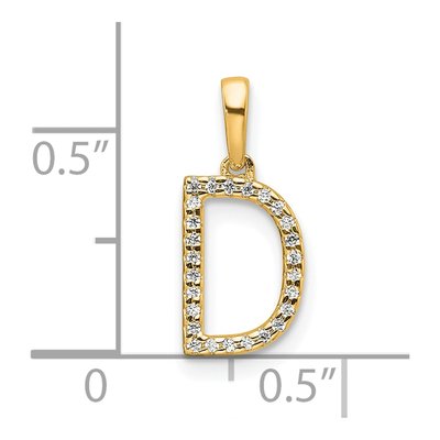 14K Yellow Gold 1/15 ct tw Diamond Letter D Pendant – view 5