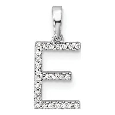 14K White Gold 1/15 ct tw Diamond Letter E Pendant
