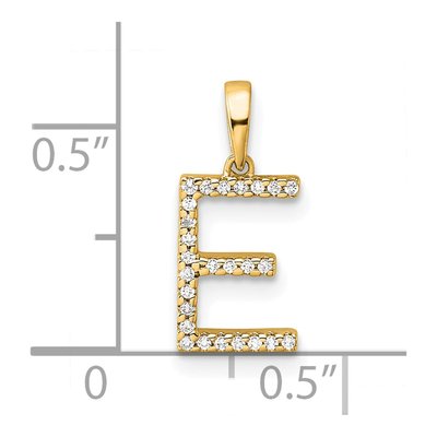 14K Yellow Gold 1/15 ct tw Diamond Letter E Pendant – view 5