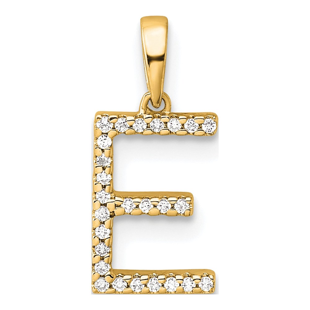 14K Yellow Gold Diamond Letter E Pendant