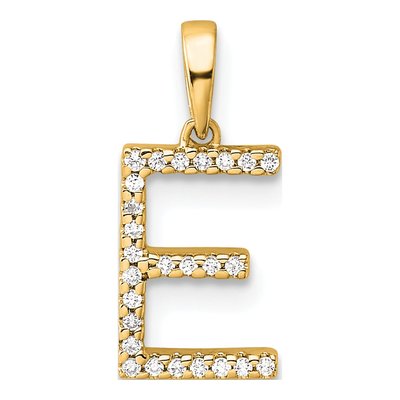 14K Yellow Gold 1/15 ct tw Diamond Letter E Pendant