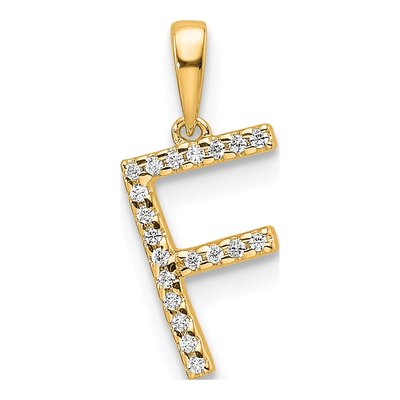 10K Yellow Gold 1/20 ct tw Diamond Letter F Pendant