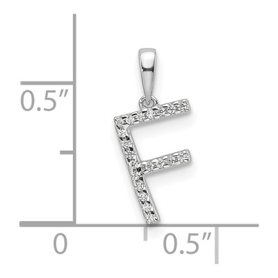 14K White Gold 1/20 ct tw Diamond Letter F Pendant – view 4