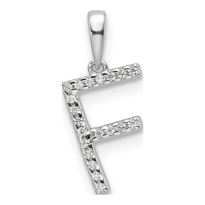 14K White Gold 1/20 ct tw Diamond Letter F Pendant