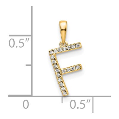 14K Yellow Gold 1/20 ct tw Diamond Letter F Pendant – view 5