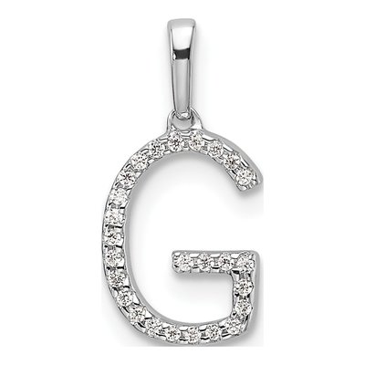 14K White Gold 1/15 ct tw Diamond Letter G Pendant