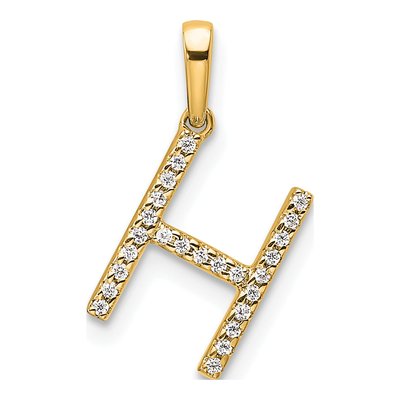 10K Yellow Gold 1/15 ct tw Diamond Letter H Pendant
