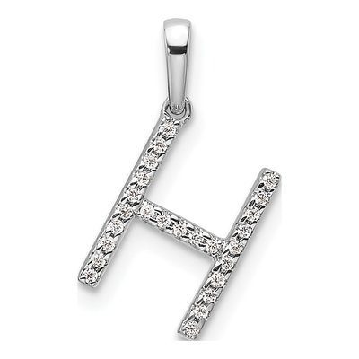 14K White Gold 1/15 ct tw Diamond Letter H Pendant