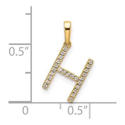 14K Yellow Gold 1/15 ct tw Diamond Letter H Pendant – view 5