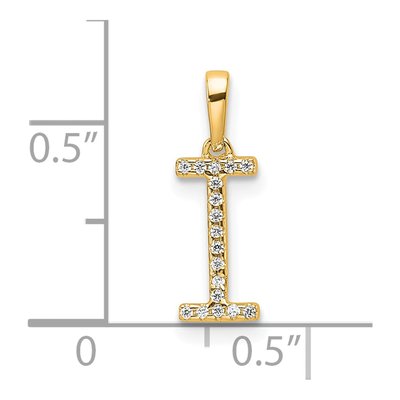 10K Yellow Gold 1/20 ct tw Diamond Initial I Pendant – view 2