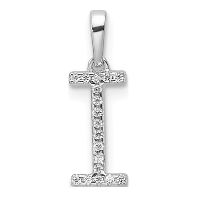 14K White Gold 1/20 ct tw Diamond Initial I Pendant