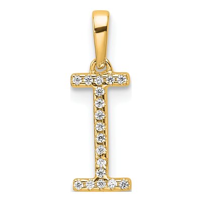 14K Yellow Gold 1/20 ct tw Diamond Letter I Pendant
