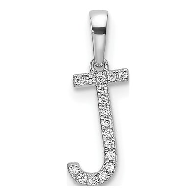 14K White Gold 1/20 ct tw Diamond Letter J Pendant