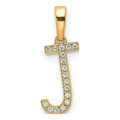 14K Yellow Gold 1/20 ct tw Diamond Letter J Pendant