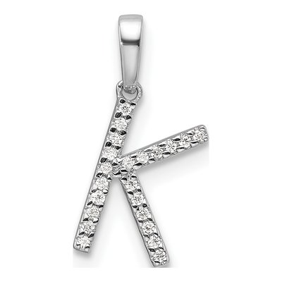14K White Gold 1/15 ct tw Diamond Letter K Pendant