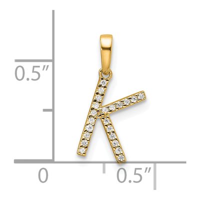 14K Yellow Gold 1/15 ct tw Diamond Letter K Pendant – view 5