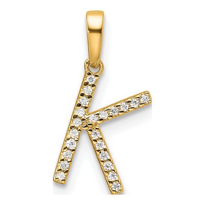 14K Yellow Gold 1/15 ct tw Diamond Letter K Pendant