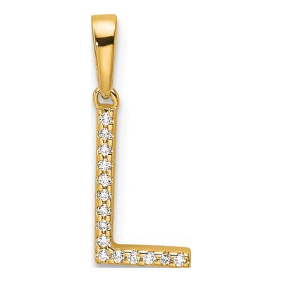 10K Yellow Gold 1/20 ct tw Diamond Letter L Pendant