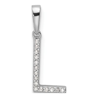 14K White Gold Diamond Letter L Pendant
