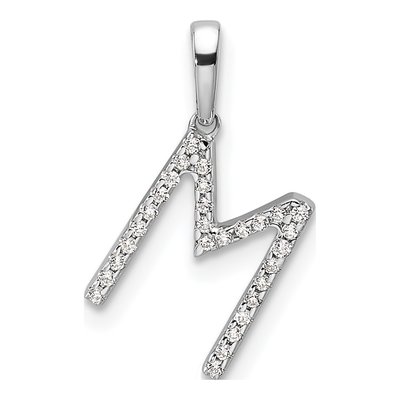 14K White Gold 0.09 ct tw Diamond Letter M Pendant
