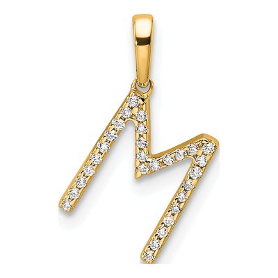 14K Yellow Gold 0.09 ct tw Diamond Letter M Pendant
