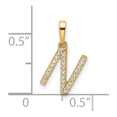 10K Yellow Gold 1/15 ct tw Diamond Letter N Pendant – view 2