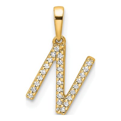10K Yellow Gold 1/15 ct tw Diamond Letter N Pendant