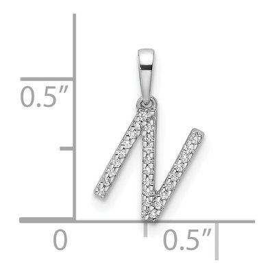 14K White Gold 1/15 ct tw Diamond Letter N Pendant – view 5