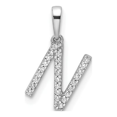 14K White Gold 1/15 ct tw Diamond Letter N Pendant