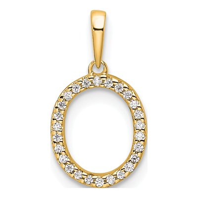10K Yellow Gold 1/15 ct tw Diamond Letter O Pendant