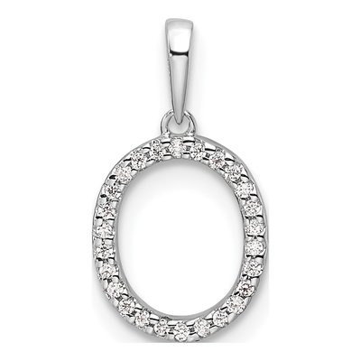 14K White Gold 1/15 ct tw Diamond Letter O Pendant