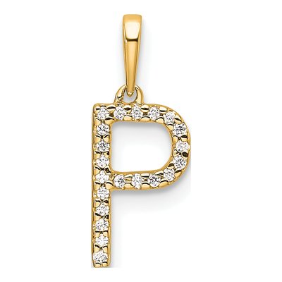 10K Yellow Gold 1/20 ct tw Diamond Letter P Pendant