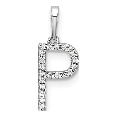 14K White Gold 1/15 ct tw Diamond Letter P Pendant