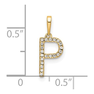 14K Yellow Gold 1/15 ct tw Diamond Letter P Pendant – view 5