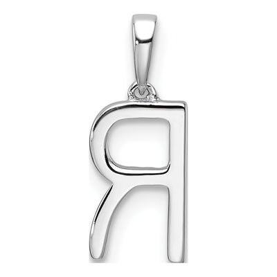 14K White Gold 1/15 ct tw Diamond Letter R Pendant – view 3