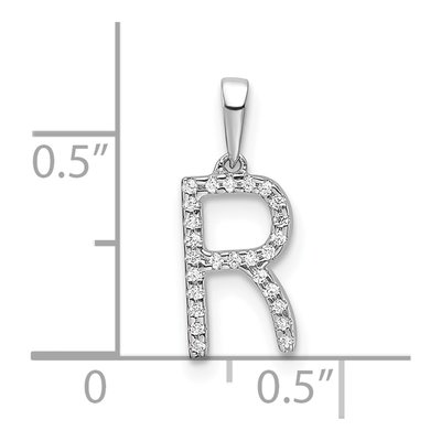 14K White Gold 1/15 ct tw Diamond Letter R Pendant – view 4
