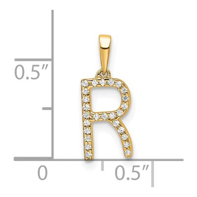 14K Yellow Gold 1/15 ct tw Diamond Letter R Pendant – view 5
