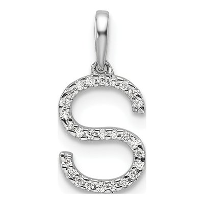 14K White Gold 0.08 ct tw Diamond Letter S Pendant