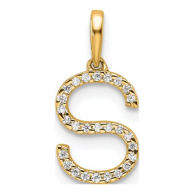 14K Yellow Gold 0.08 ct tw Diamond Letter S Pendant