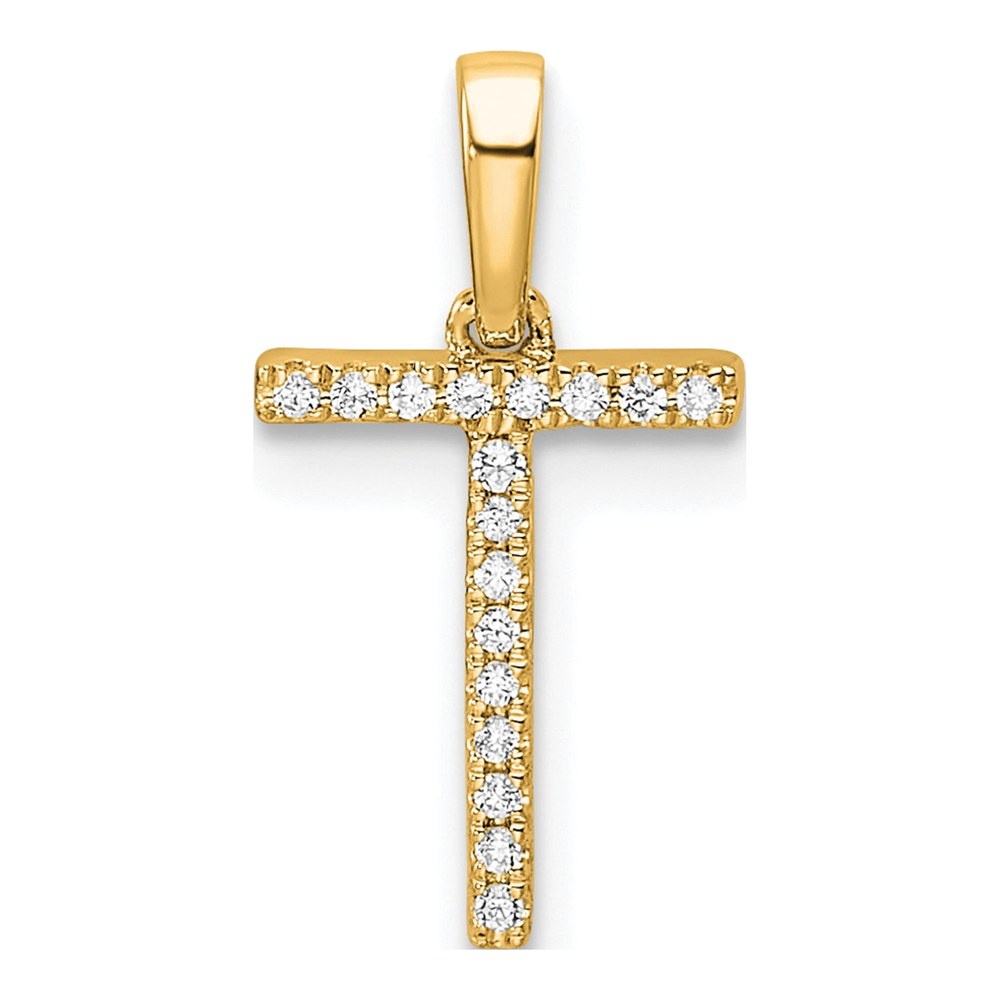 10K Yellow Gold 1/20 ct tw Diamond Letter T Pendant