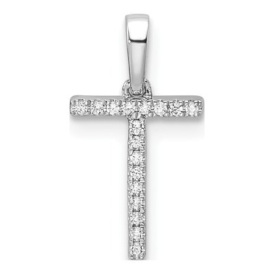 14K White Gold 1/20 ct tw Diamond Letter T Pendant