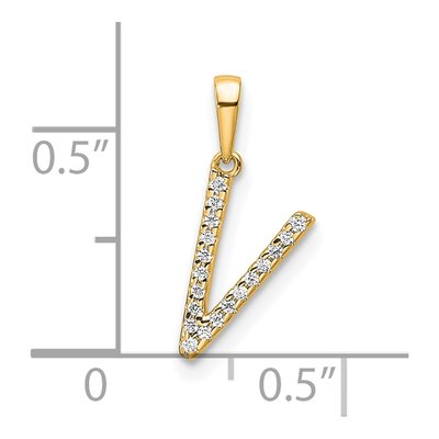 10K Yellow Gold 1/20 ct tw Diamond Letter V Pendant – view 2
