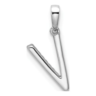 14K White Gold 1/20 ct tw Diamond Letter V Pendant – view 3