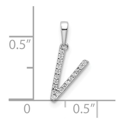 14K White Gold 1/20 ct tw Diamond Letter V Pendant – view 4