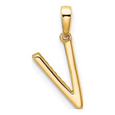 14K Yellow Gold 1/20 ct tw Diamond Letter V Pendant – view 4