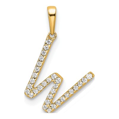 10K Yellow Gold 1/10 ct tw Diamond Letter W Pendant